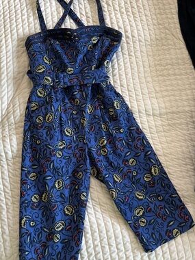 Anthropologie Cartonnier Blue Floral Jumpsuit Size 8